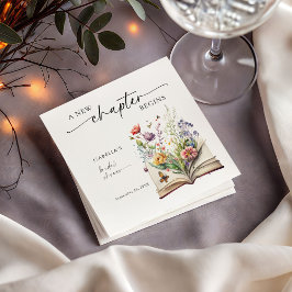 New Chapter Begins Floral Book Bridal Shower Pappersservett