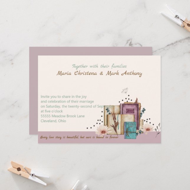 New Chapter Begins Wedding Invitation Inbjudningar (Fram/Back In Situ)