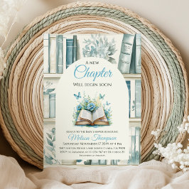 New Chapter Blue Boy Library Book Baby Shower Inbjudningar