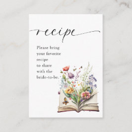 New Chapter Floral Book Bridal Shower Recipe Tilläggskort