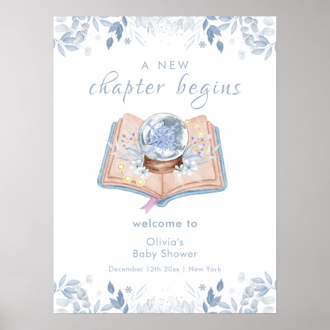New Chapter Floral Snowball Baby Shower Welcome Poster (Framsidan)