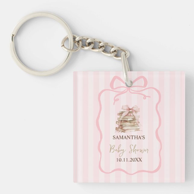 New Chapter Pink Bow Stripes Baby Shower (Framsidan)