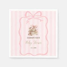 New Chapter Pink Bow Stripes Baby Shower Pappersservett