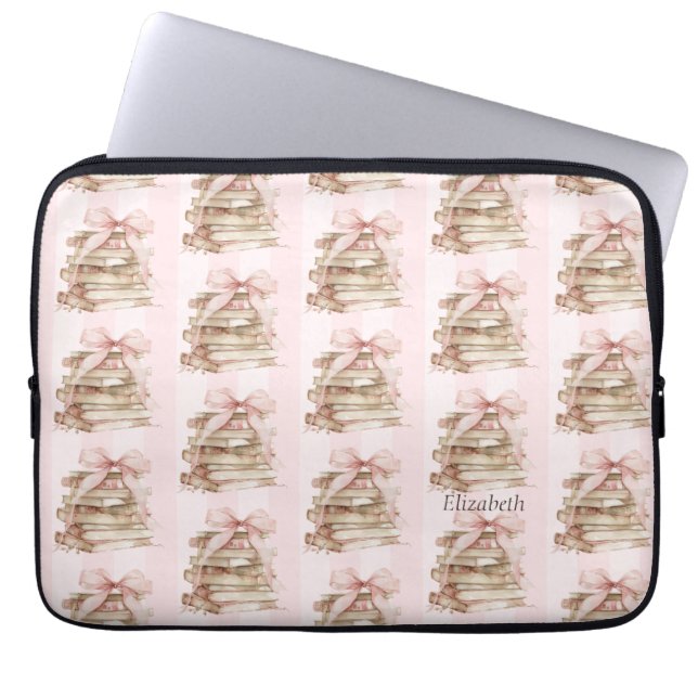 New Chapter Pink Bow Stripes Laptop Fodral (Framsidan)