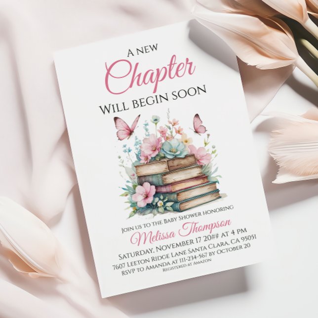 New Chapter Rosa Girl Storybook Bok Baby Shower Inbjudningar (Skapare uppladdad)