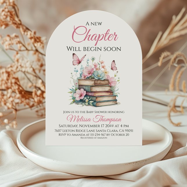 New Chapter Rosa Girl Storybook Bok Baby Shower Inbjudningar (Skapare uppladdad)