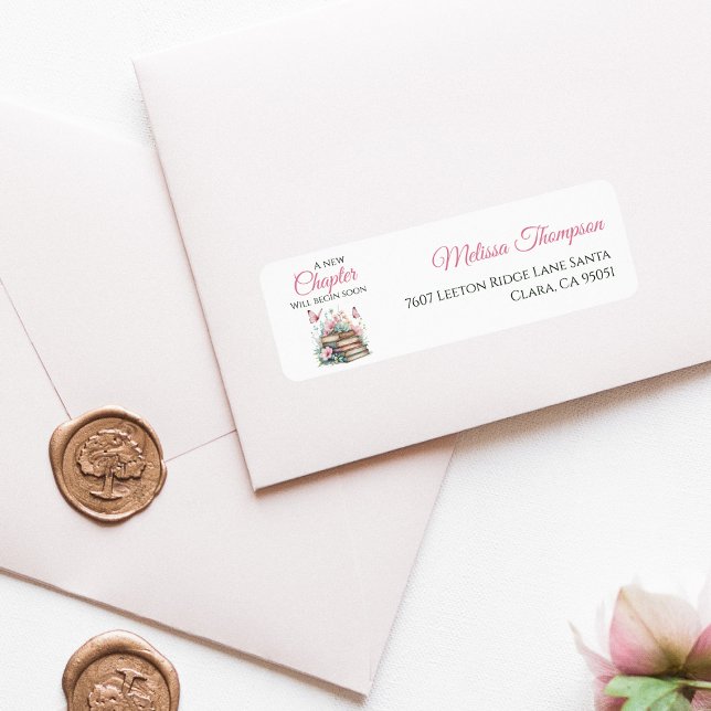 New Chapter Storybook Book Baby Shower Address Returadress Etikett (Skapare uppladdad)