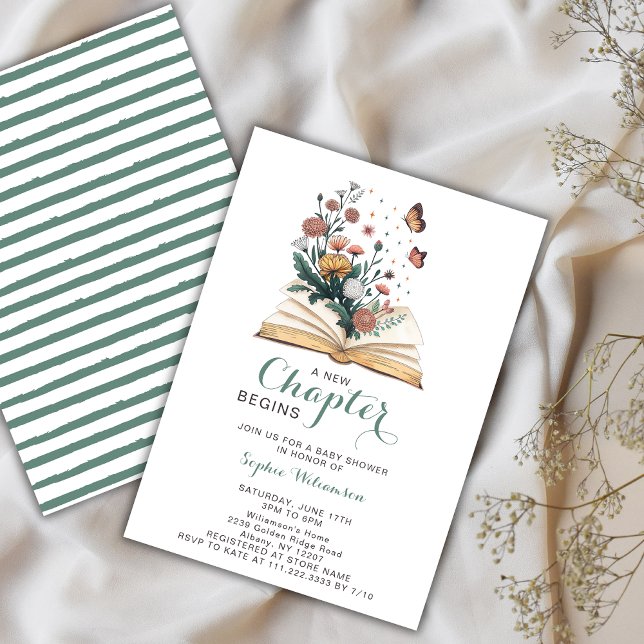 New Chapter Storybook Book Flowers Baby Shower  Inbjudningar (Skapare uppladdad)