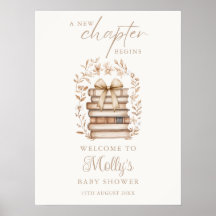 New Chapter Storybook Bow Baby Shower Welcome Sign