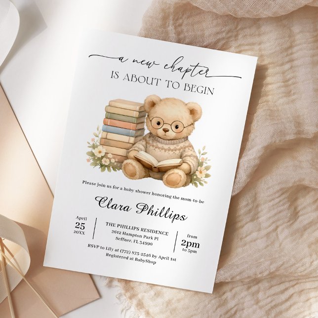 New Chapter Teddy Bear Storybook Baby Shower Inbjudningar (Skapare uppladdad)