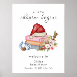 New Chapter Winter Floral Baby Shower Welcome Poster