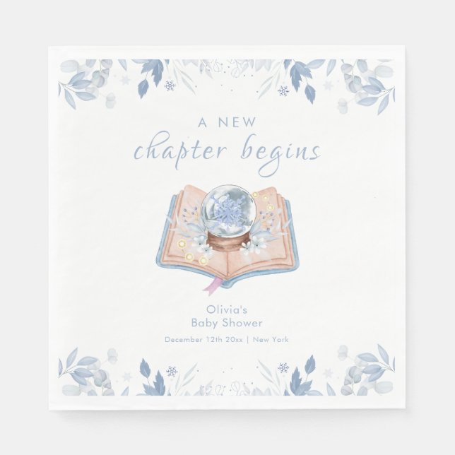 New Chapter Winter Floral Snowball Baby Shower  Pappersservett (Framsidan)