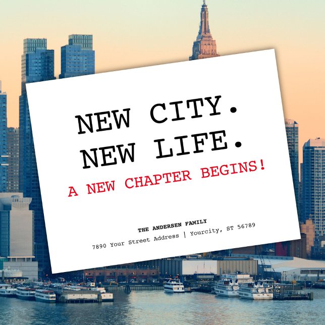New City Adress enkel minimal Flytta Meddelande Vykort (New City Address Simple Minimalist Moving Announcement Postcard)