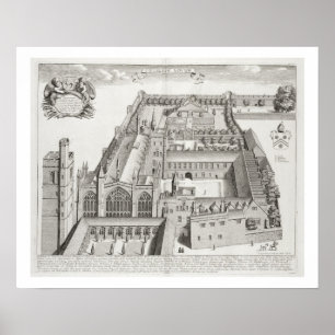 New College, Oxford, från Oxonia Illustrata, pub Poster