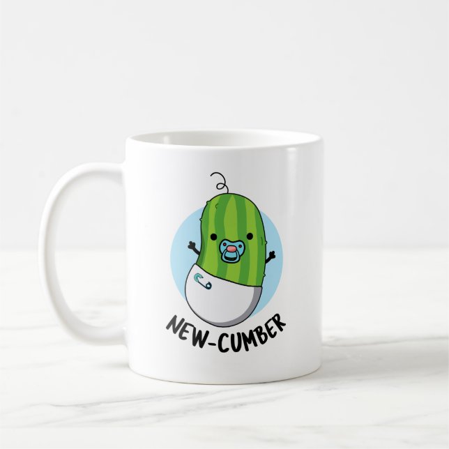 New-cumber Funny Veggie Cucumber Pun Kaffemugg (Vänster)