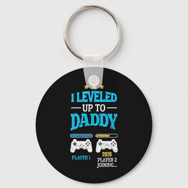 New Dad Fathers Day Leveled Up To Daddy 2026 Level Nyckelring (Framsida)