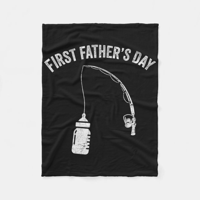 New Dad Fisherman, First Fathers Day Fishing Dad  Fleecefilt (Framsidan)