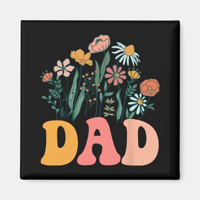 New Dad Wildflower First Birthday &amp; Baby Showe Magnet (Framsidan)