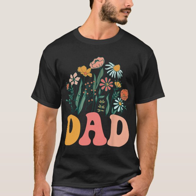 New Dad Wildflower First Birthday &amp; Baby Showe T Shirt (Framsida)
