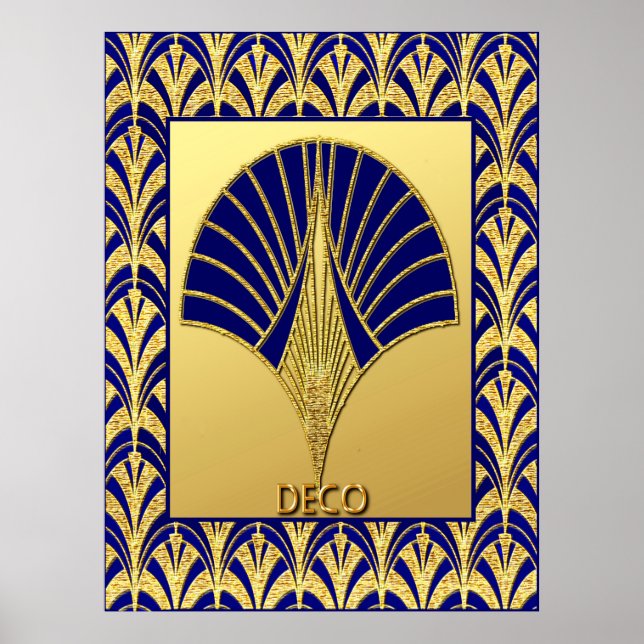 New Deco Fläkt (Guld och Blå) Poster (Framsidan)