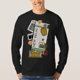 New Delhi Biljett-boardingpass Flygplan India Tra T Shirt