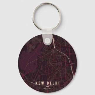 New Delhi India City Map & Custom Text Nyckelring