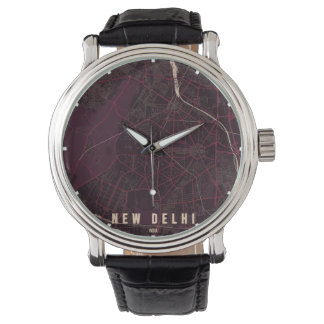 New Delhi India City Map Minimal Armbandsur