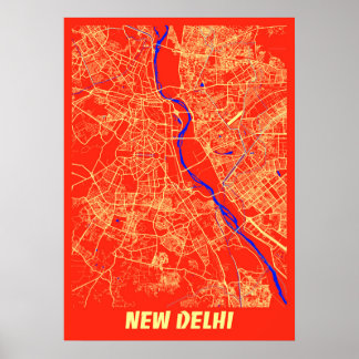 New Delhi - India Retro City Karta Poster
