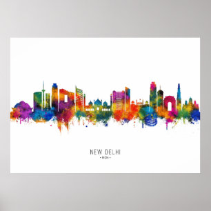 New Delhi India Skyline Poster