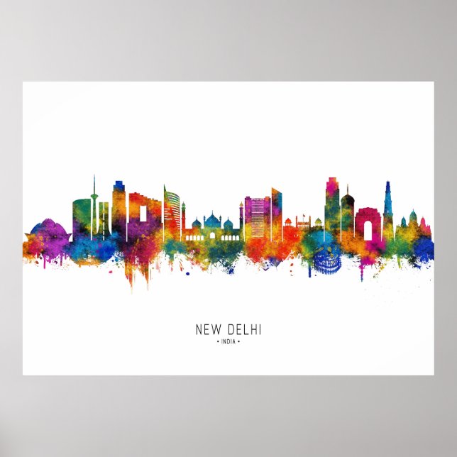 New Delhi India Skyline Poster (Framsidan)