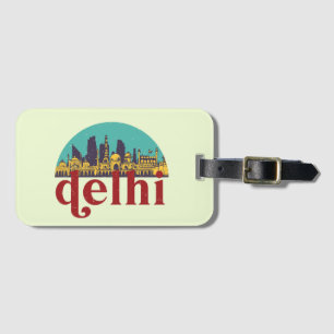 New Delhi India Vintage City Skyline Cityscape Art Bagagebricka