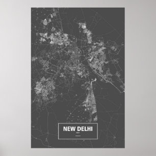 New Delhi, Indien (vit på svart) Poster