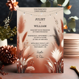 New Desert Rustic Boho Autumn Ombre Brown Bröllop Inbjudningar