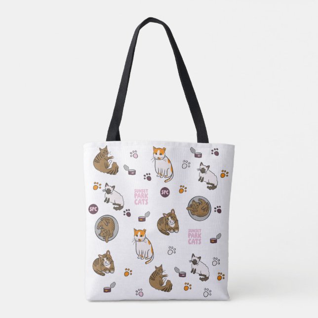New | Doodles Tote | Sunset Park Cats | Rescue Tygkasse (Baksida)