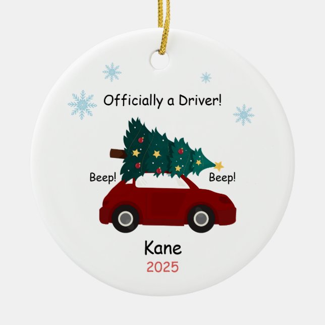 New Driver Ornament, Custom Licensed Driver  Julgransprydnad Keramik (Framsidan)