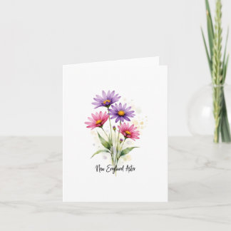 New England Aster Floral Blank Note Card Anteckningskort