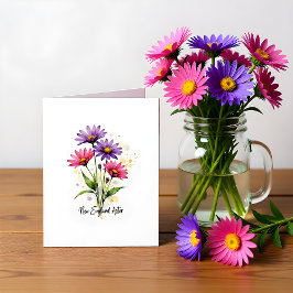 New England Aster Floral Blank Note Card Anteckningskort