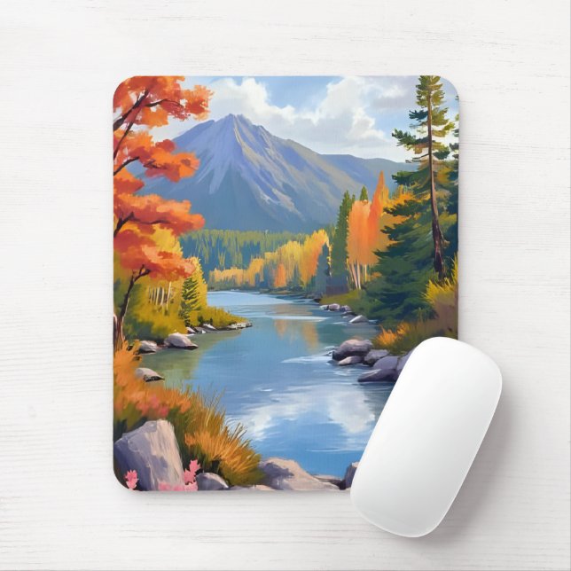 New England Autumn Fall Foliage Landscape Painting Musmatta (Med mus)