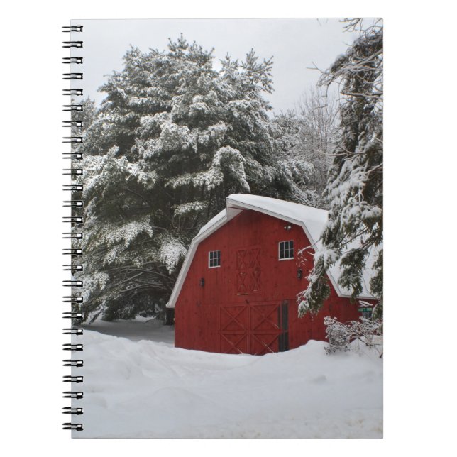 New England Barn In Winter Notebook Anteckningsbok (Framsidan)
