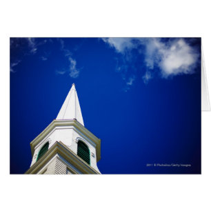 New England Church Steeple med Royal Blå himmel Hälsningskort