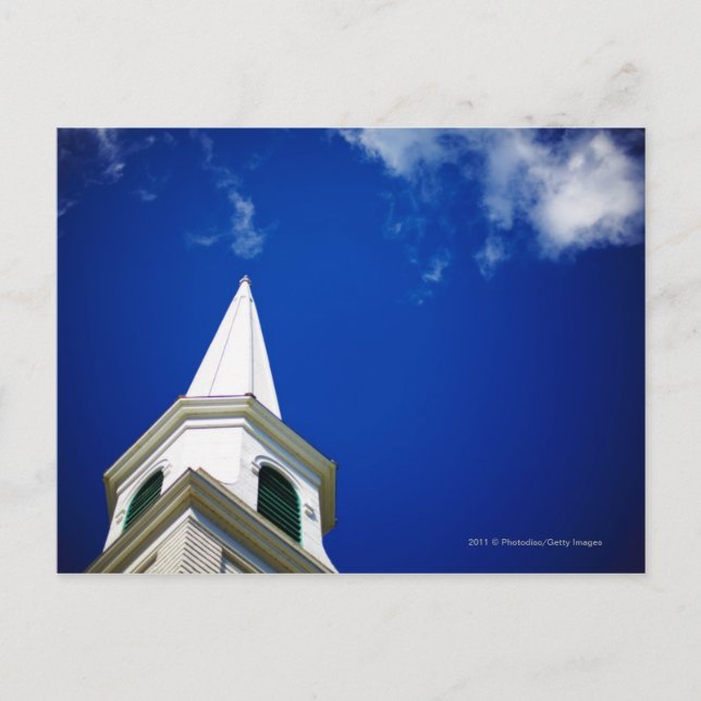 New England Church Steeple med Royal Blå himmel Vykort (Framsida)