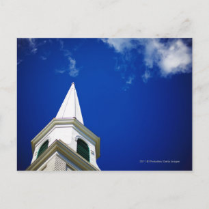 New England Church Steeple med Royal Blå himmel Vykort