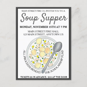 New England Clam Chowder Bowl Soppa Cookoff Supper Inbjudan Vykort