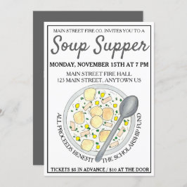 New England Clam Chowder Bowl Soppa Cookoff Supper Inbjudningar