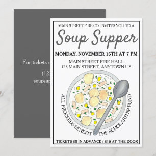 New England Clam Chowder Bowl Soppa Cookoff Supper Inbjudningar