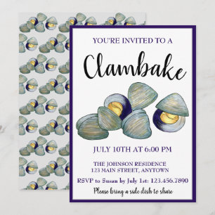 New England Clambake Beach Seafood Middag Inbjudningar