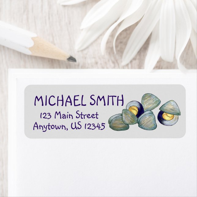 New England Clambake Beach Summer Seafood Returadress Etikett (Insitu)