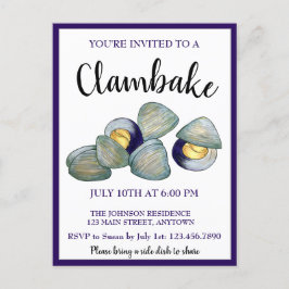 New England Clambake Clam Bake Beach Block Party Inbjudan Vykort