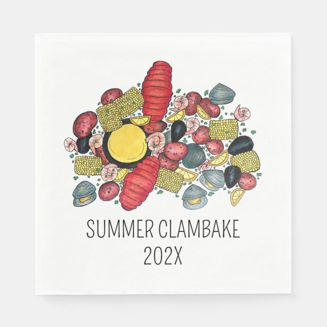 New England Clambake Lobster Boil Block Party Pappersservett (Framsidan)