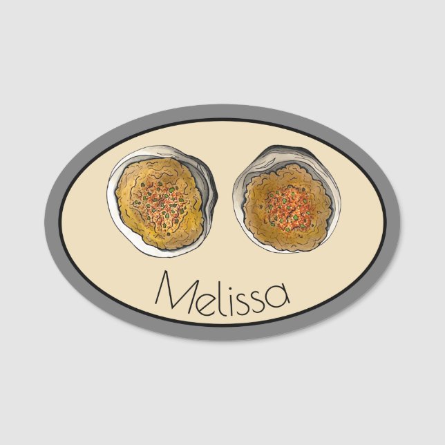 New England Clambake Rhode island Stuffed Clams RI Namnbricka (Framsida)